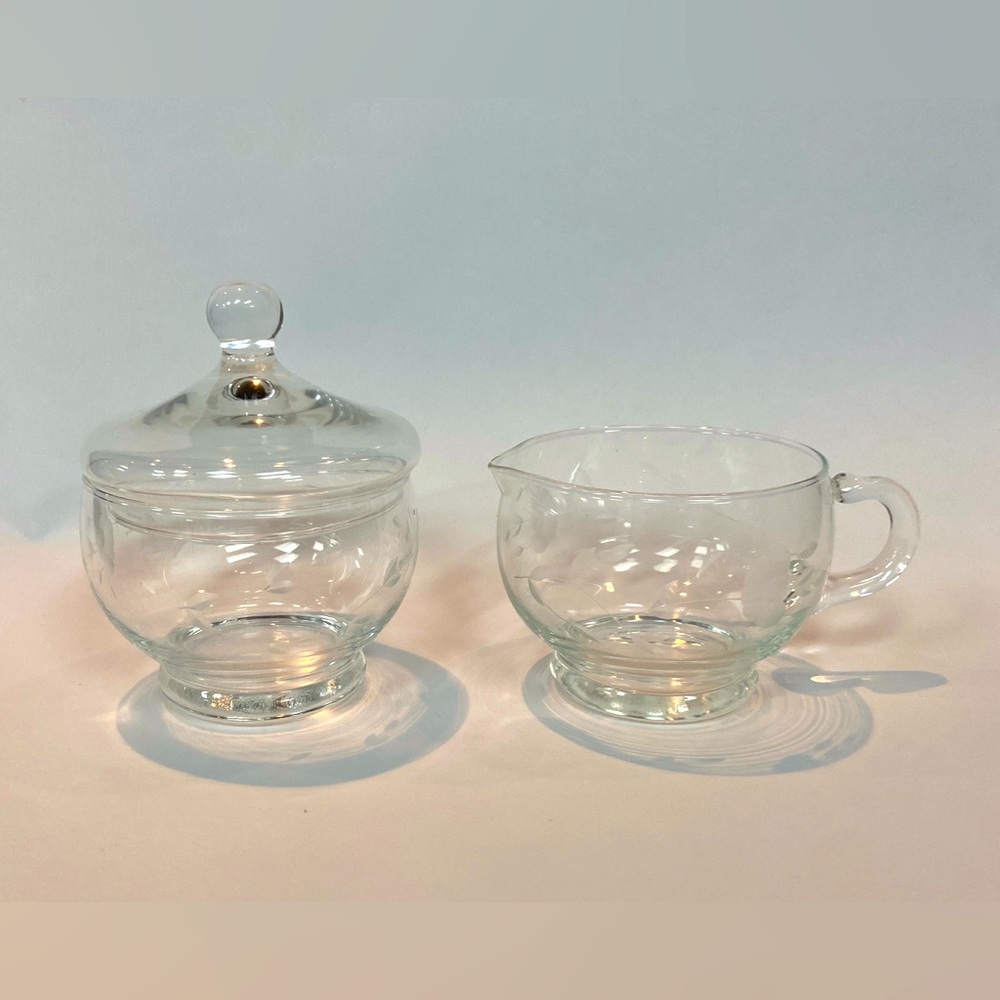 Vintage Princess House Crystal Cream and Sugar with lid